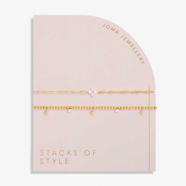 Joma Jewellery Stacks Of Style Gold Star Gold Set of 2 Bracelets