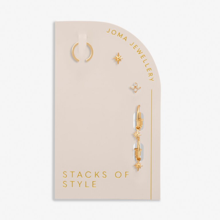 Joma Jewellery Stacks Of Style Gold Star Gold Set of Earrings