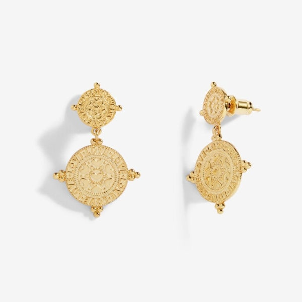 Joma Jewellery Statement Earrings Gold Amulet Earrings Gold Earrings