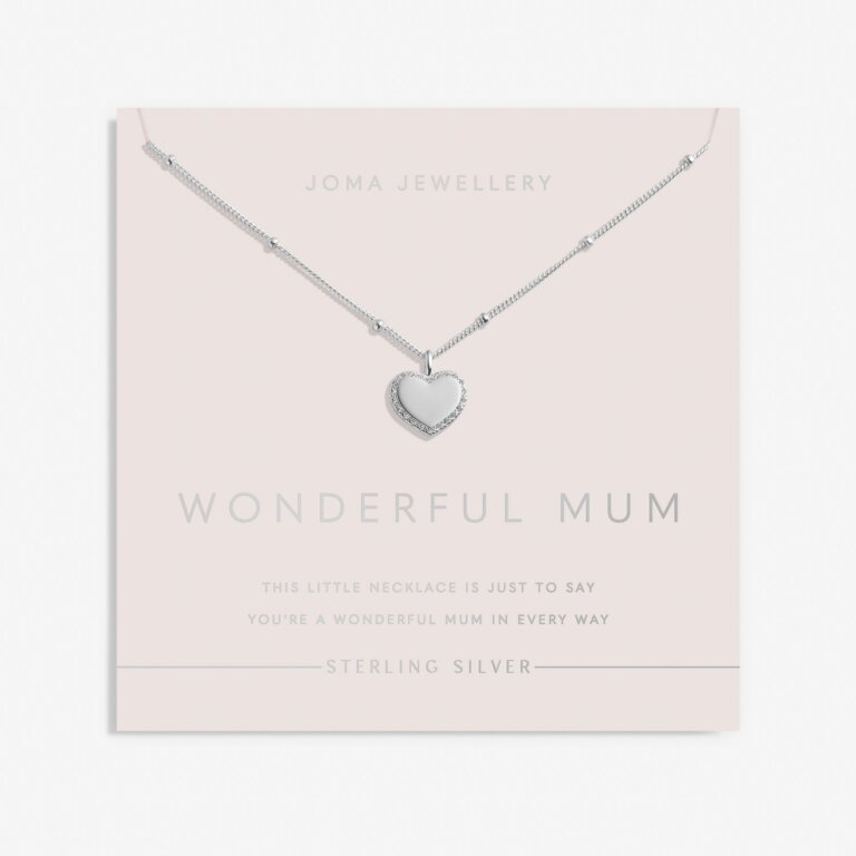 Joma Jewellery Sterling Silver Wonderful Mum Heart Necklace