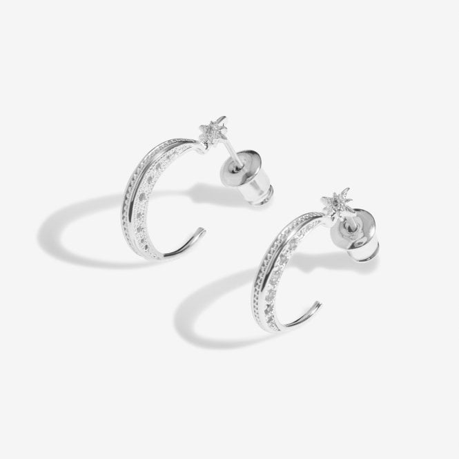 Joma Jewellery Moon Silver Hoop Earrings