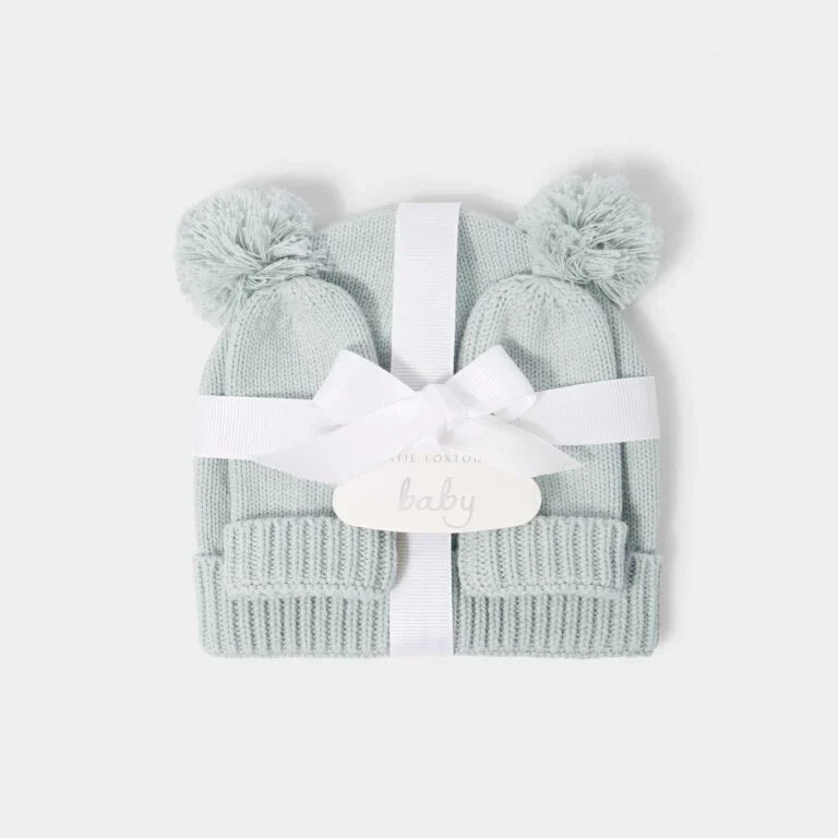 Katie Loxton Baby Hat And Mittens Set Sage