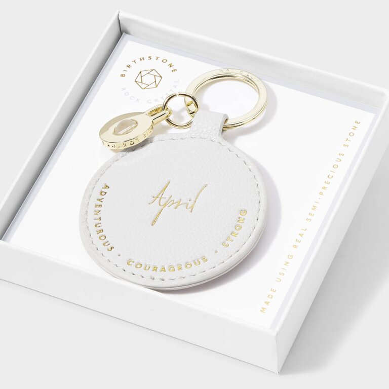 Katie Loxton Birthstone Keyring April Off White