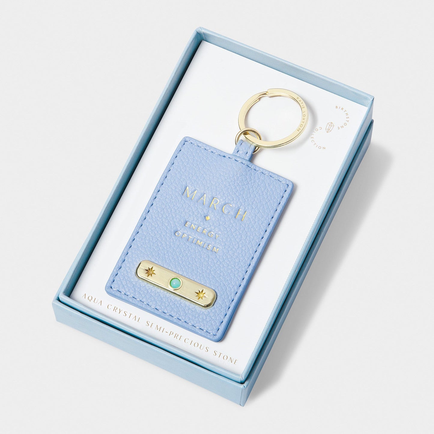 Katie Loxton Birthstone Keyring March Aqua Blue