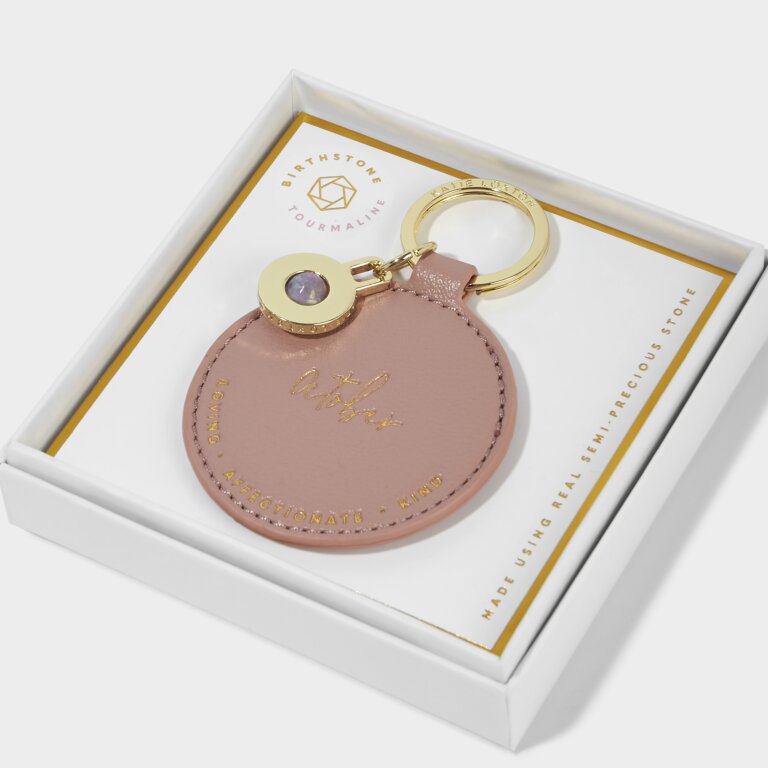 Katie Loxton Birthstone Keyring October Dusty Pink