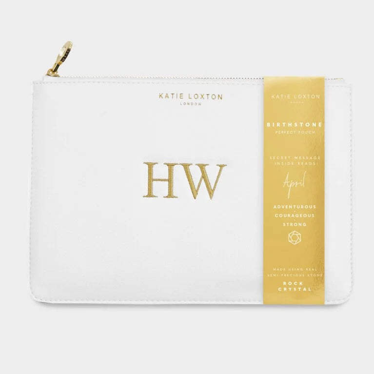 Katie Loxton Birthstone Perfect Pouch April Rock Crystal White