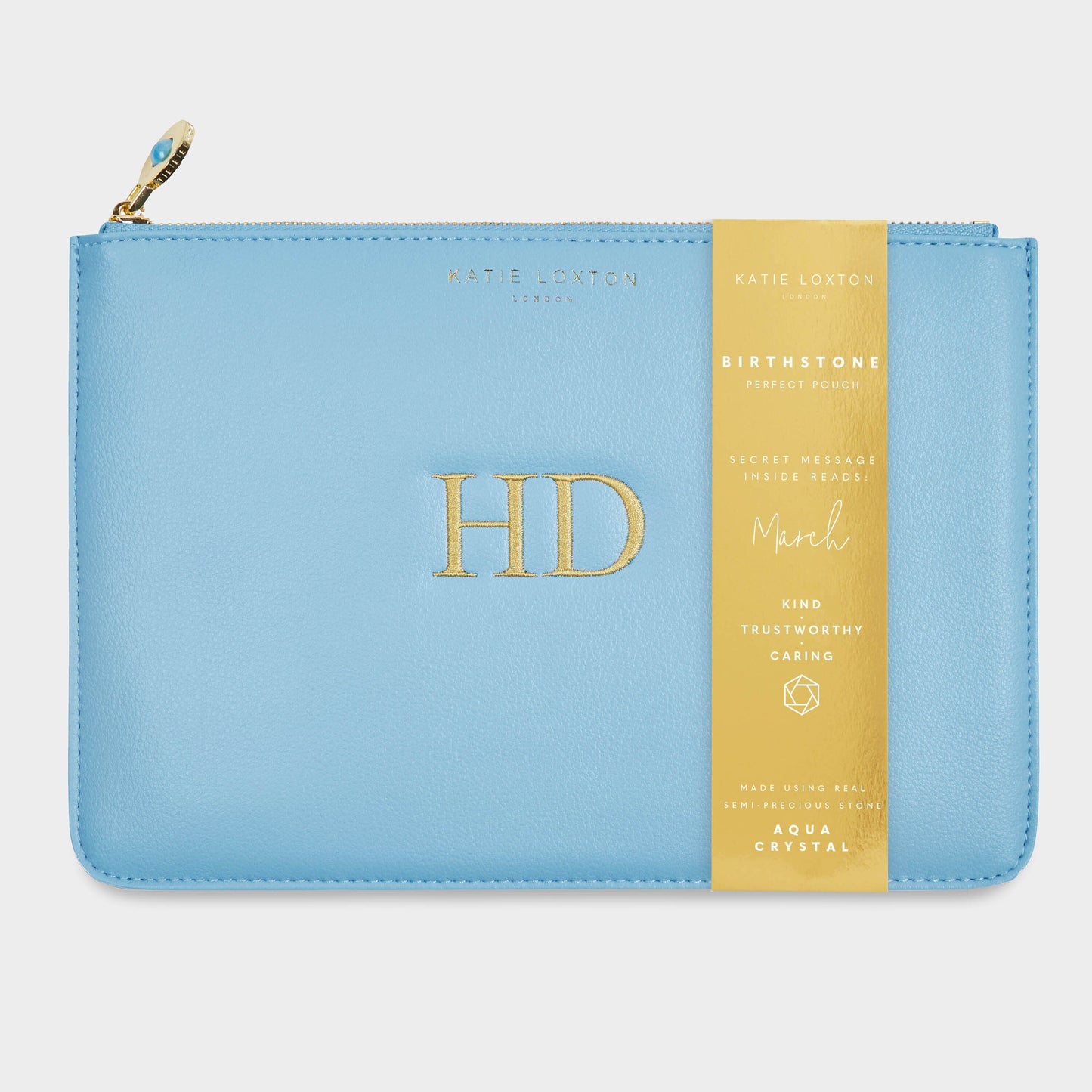 Katie Loxton Birthstone Perfect Pouch March Aqua Crystal Blue
