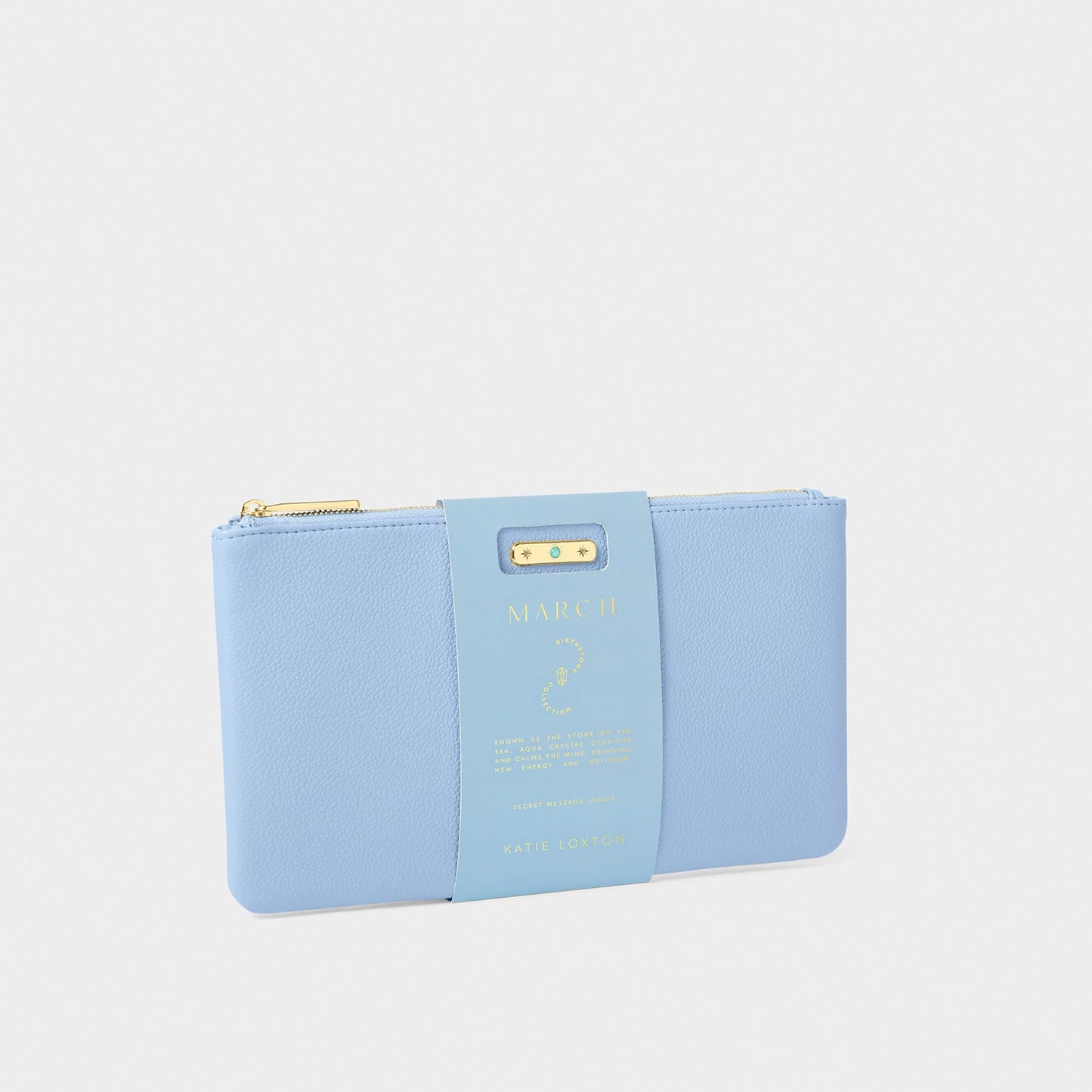 Katie Loxton Birthstone Pouch March Aqua Blue