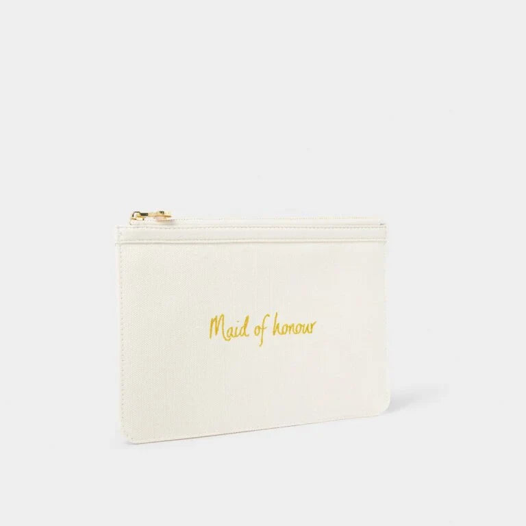 Katie Loxton Bridal Canvas Pouch Maid Of Honour Off White Rose Quartz