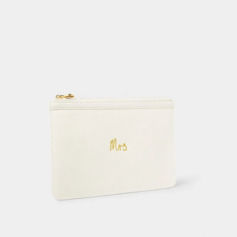Katie Loxton Bridal Canvas Pouch Mrs Off White Howlite