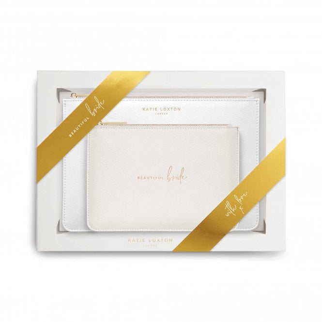 Katie Loxton Bridal Perfect Pouch Gift Set Beautiful Bride Metallic White
