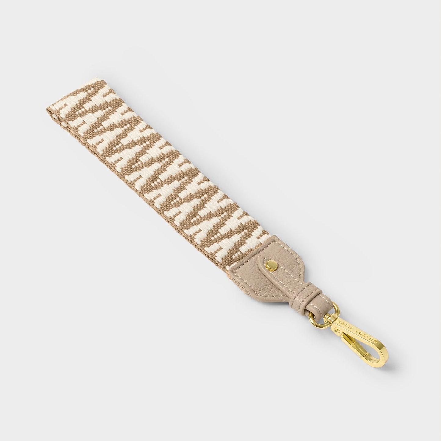 Katie Loxton Canvas Wristlet Strap Light Taupe Zig Zag