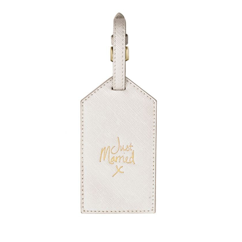 Katie Loxton Luggage Tag Just Married Metallic White