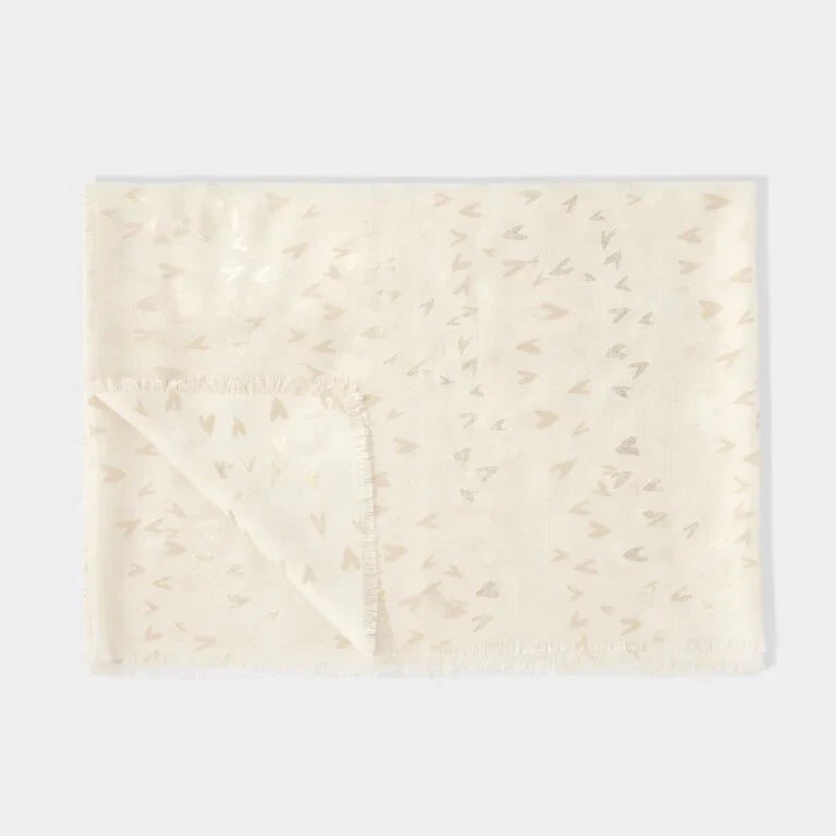 Katie Loxton Metallic Scarf Heart Off White/Gold Foil