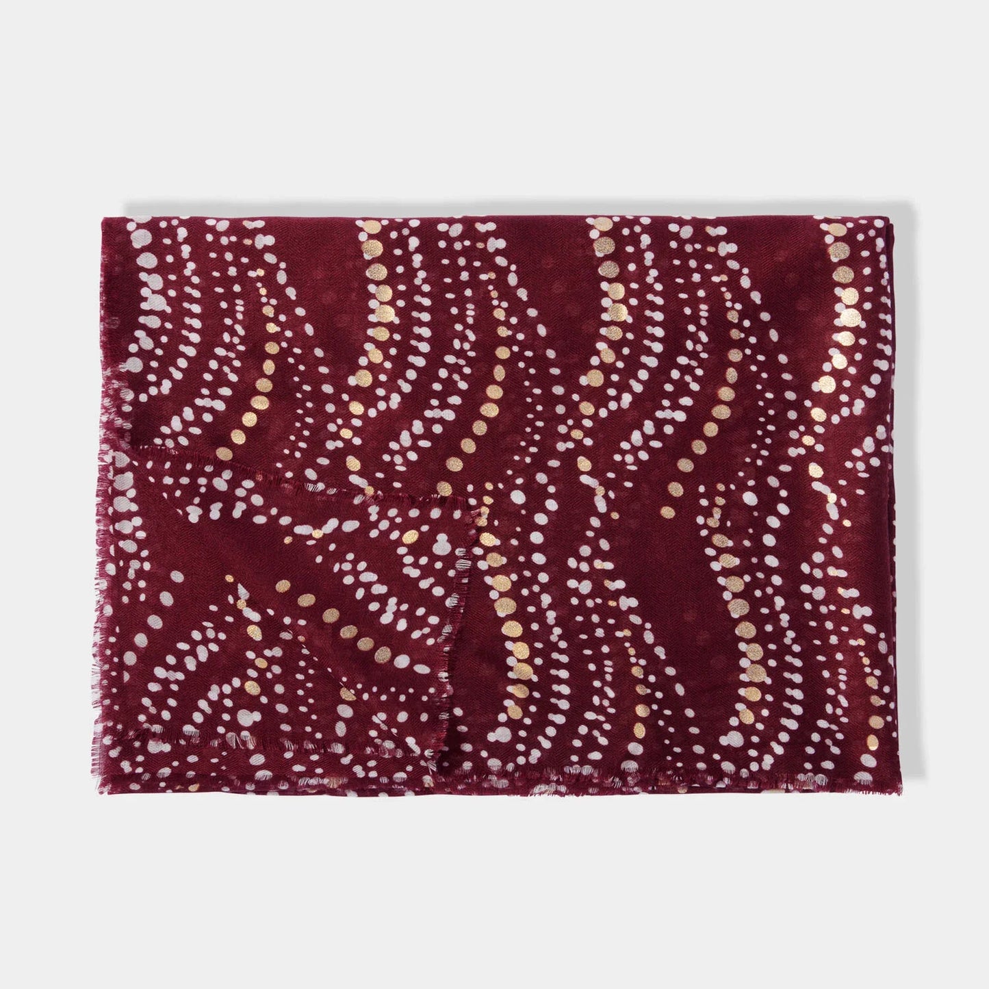 Katie Loxton Metallic Scarf Waved Dot Burgundy/Gold Foil
