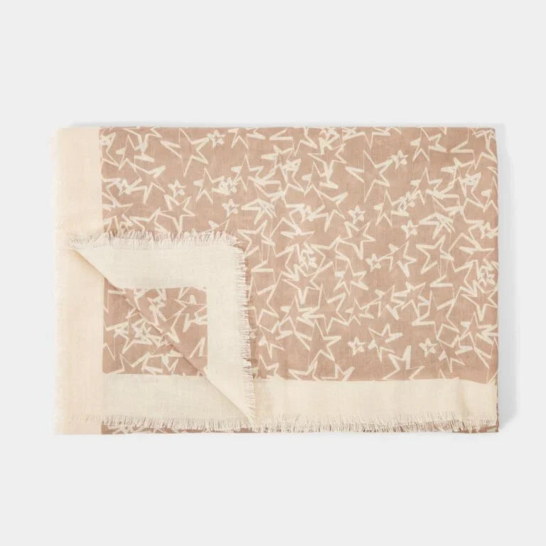 Katie Loxton Outline Star Scarf Taupe/Crème