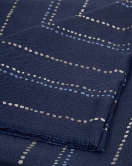 Katie Loxton Printed Foil Scarf Dotted Stripe Navy/White/Silver Foil