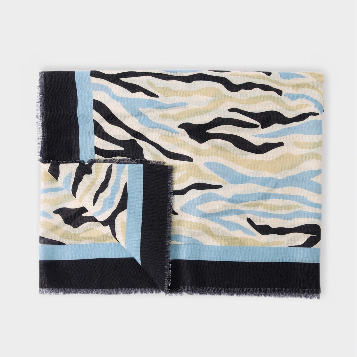 Katie Loxton Printed Scarf Abstract Zebra Ecru Blue Black
