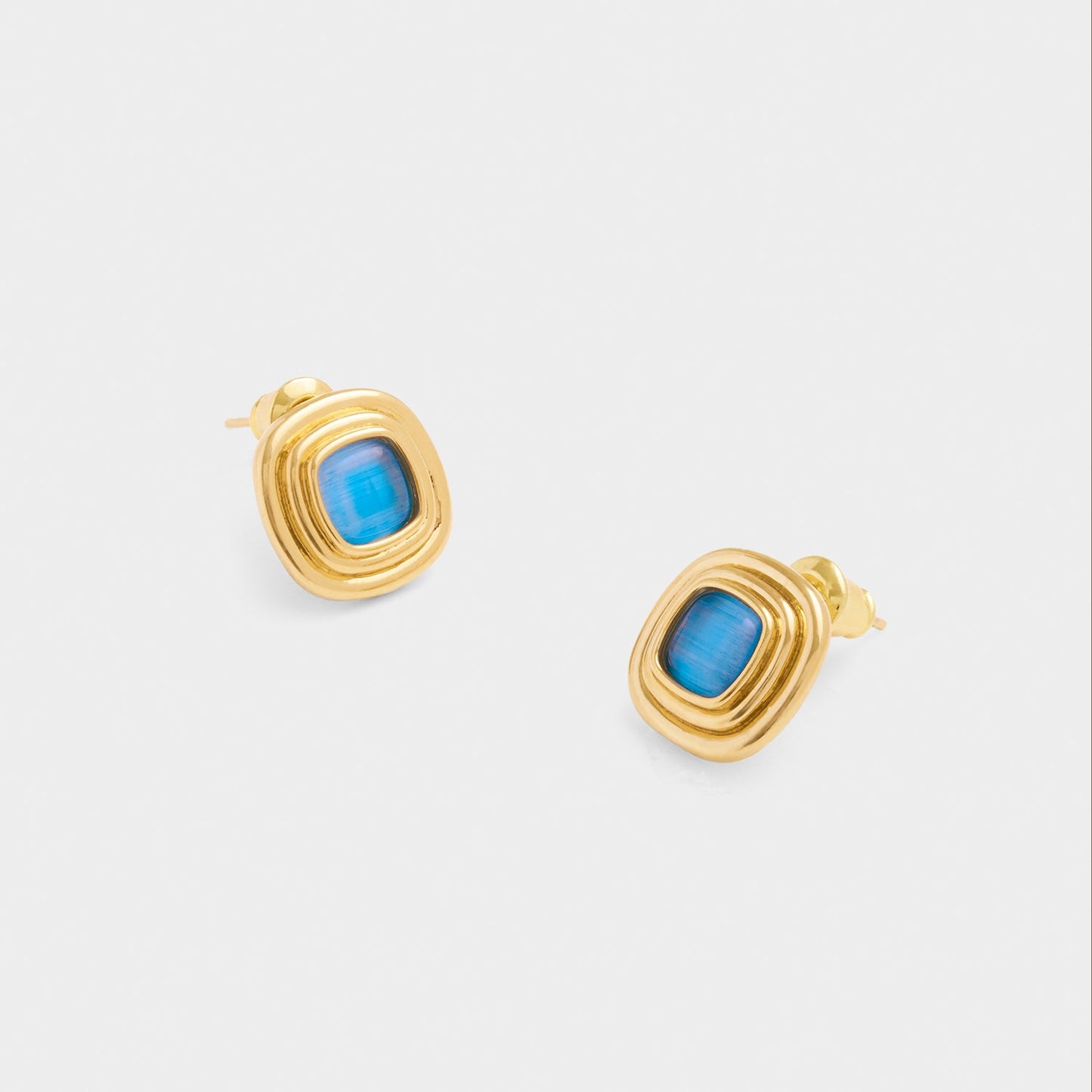 Katie Loxton Sofia Azure Button Stud Earrings Gold Coated