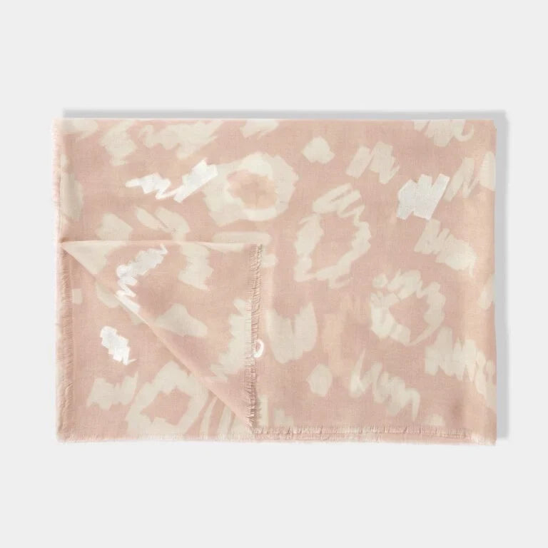 Katie Loxton Metallic Scarf Large Leopard Dusty Pink
