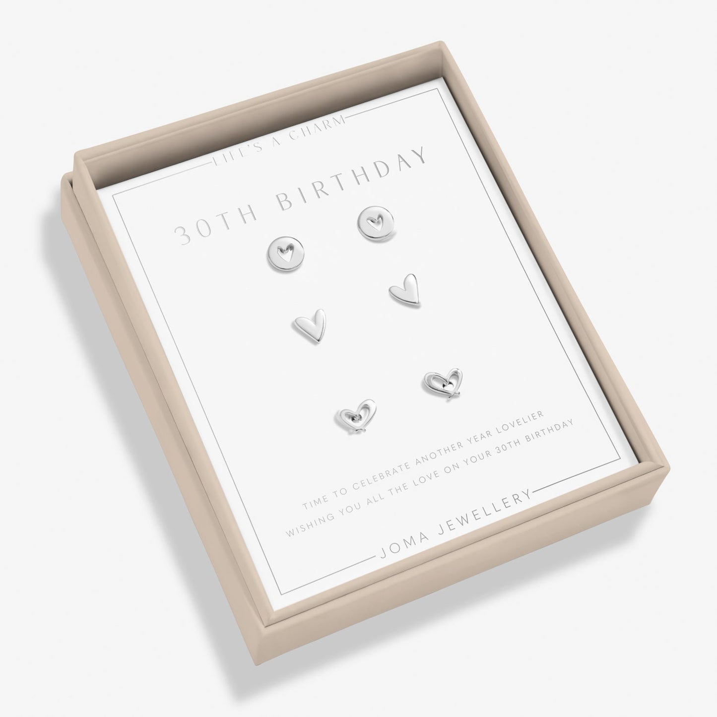 Life's A Charm 30Th Birthday Silver Plated 3 Pairs Of Earrings