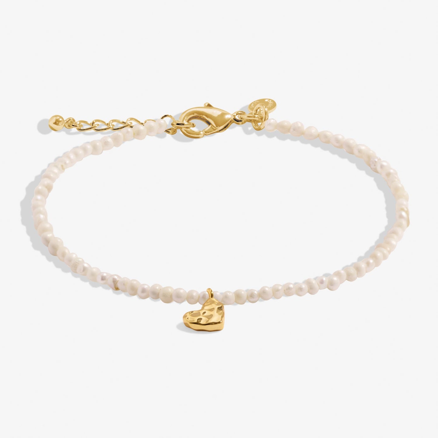 Mini Charms Natural Matte Pearl Heart Gold Plated Bracelet