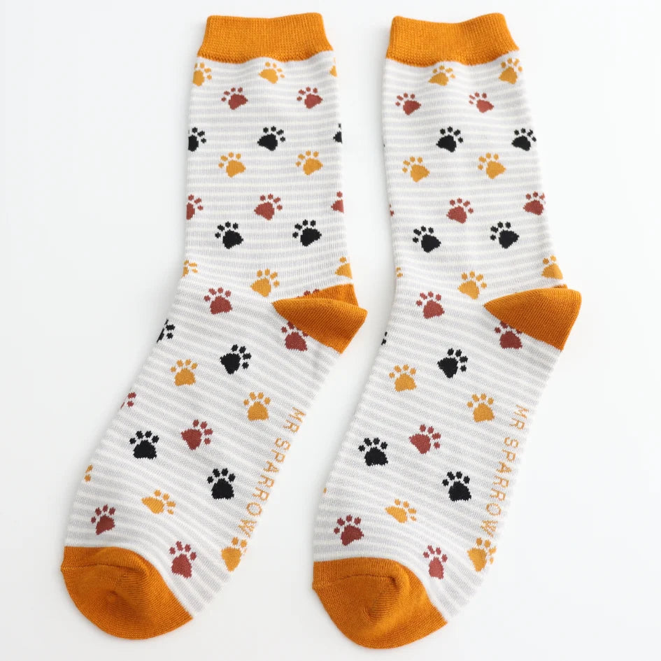 Mr Sparrow Paws & Stripes Socks Silver