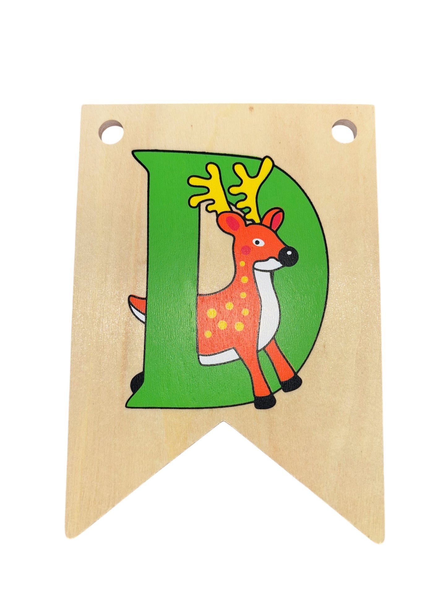 Ryan Town Wooden Alphabet Bunting Letter D Green Deer