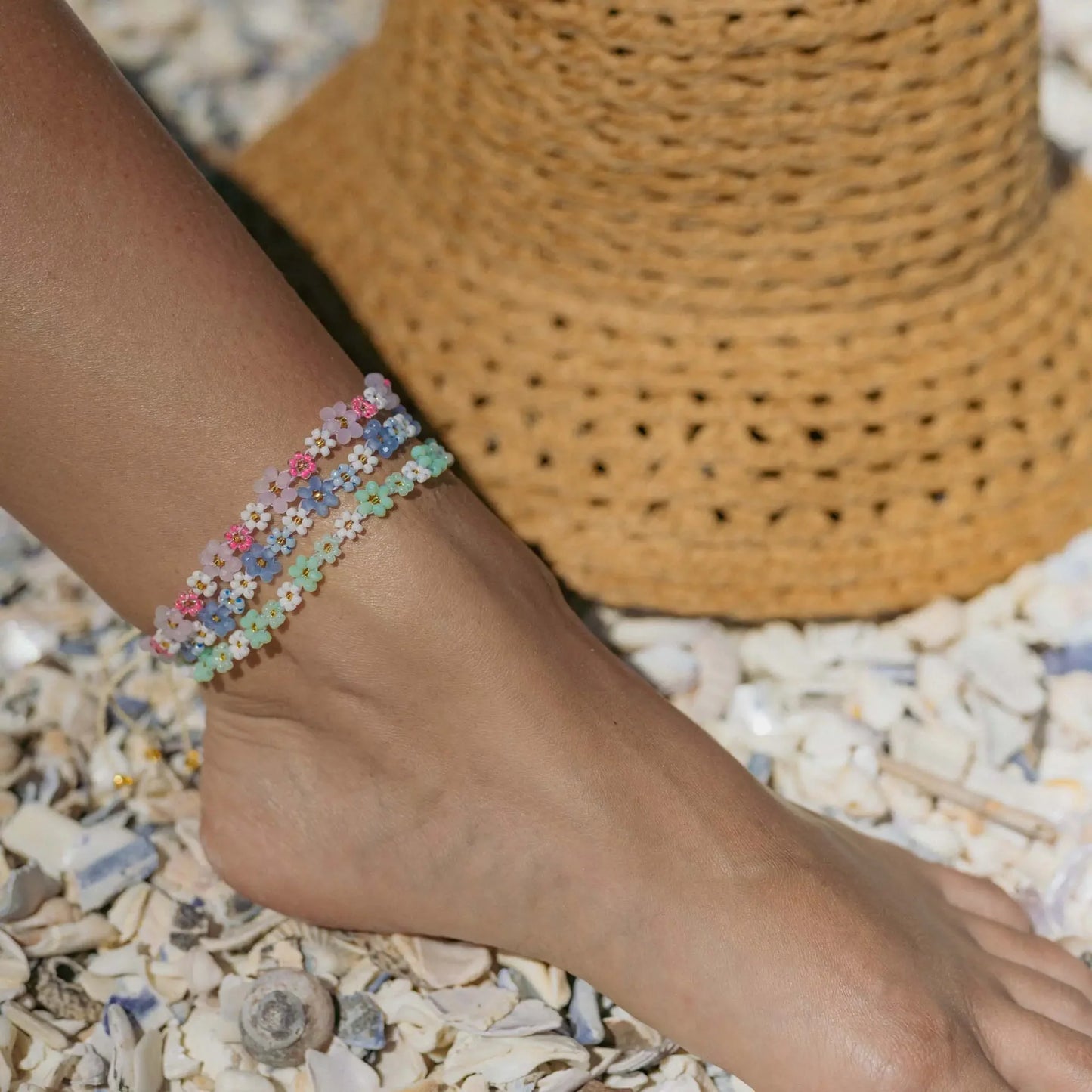 Pineapple Island Mohala Flower Beaded Anklet