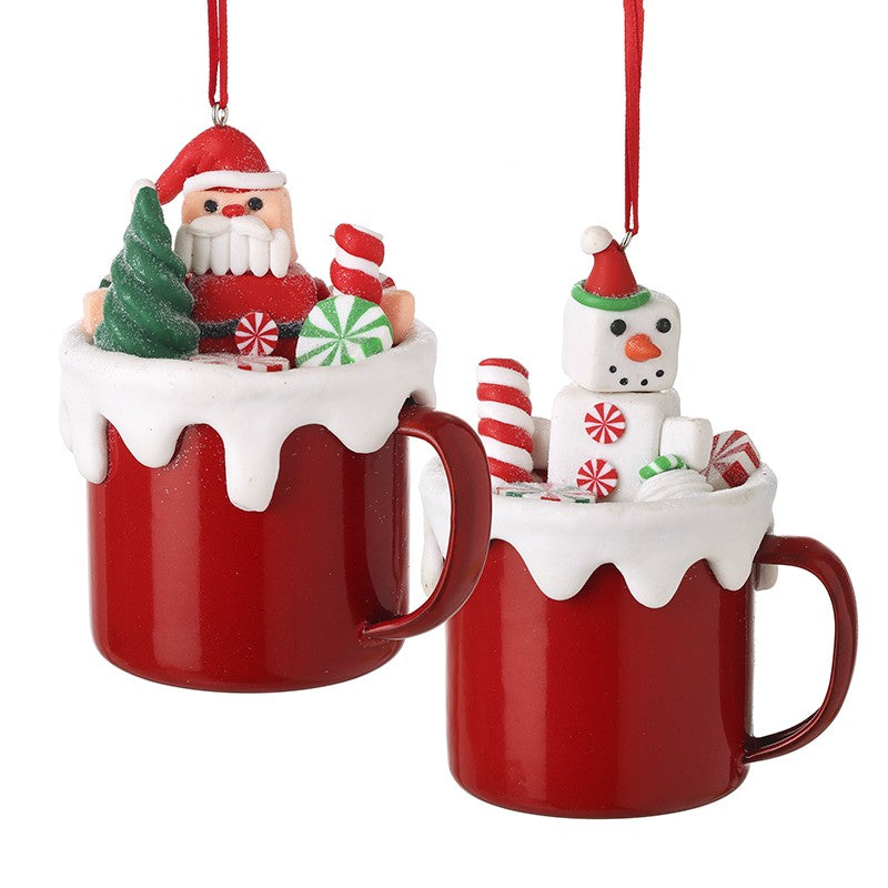 Santa & Snowman Treats in a Mug Christmas Tree Decoration Assorted