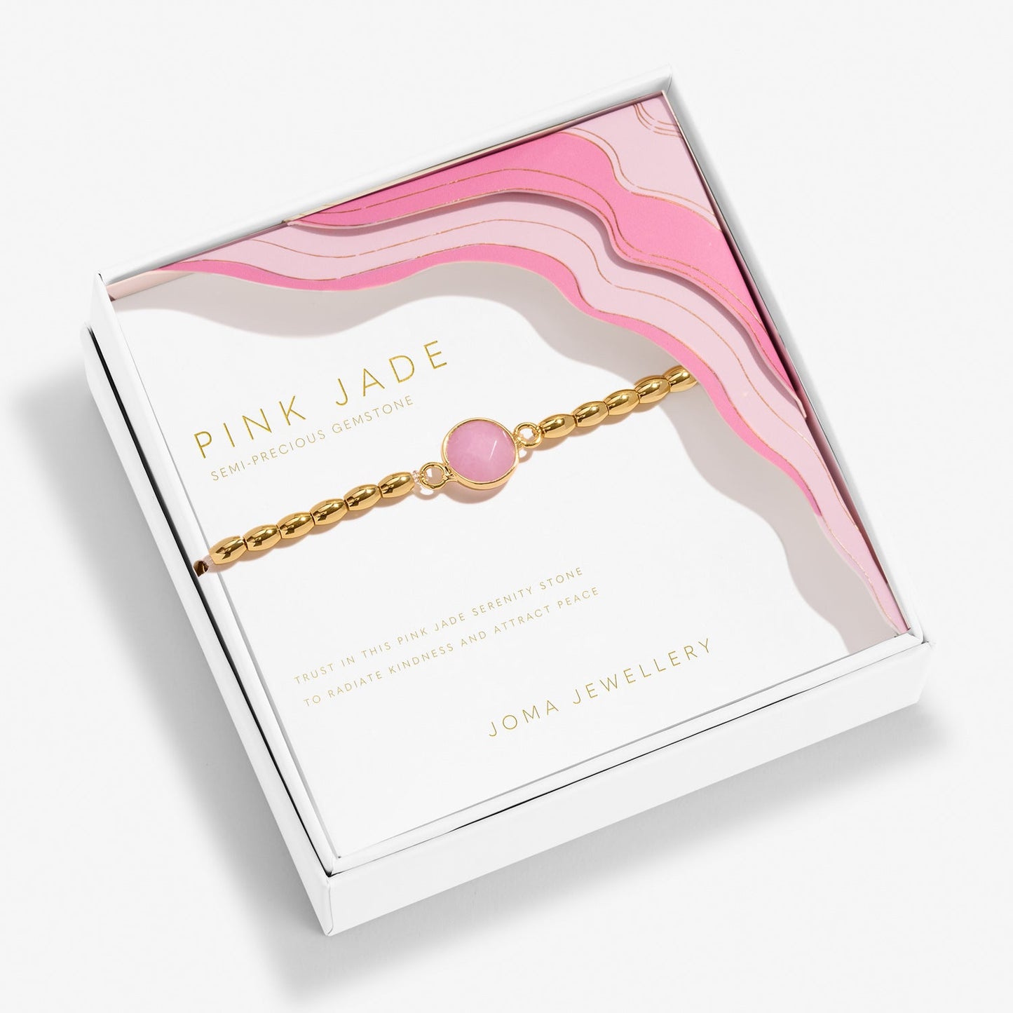 Serenity Stones Pink Jade Gold Plated Bracelet