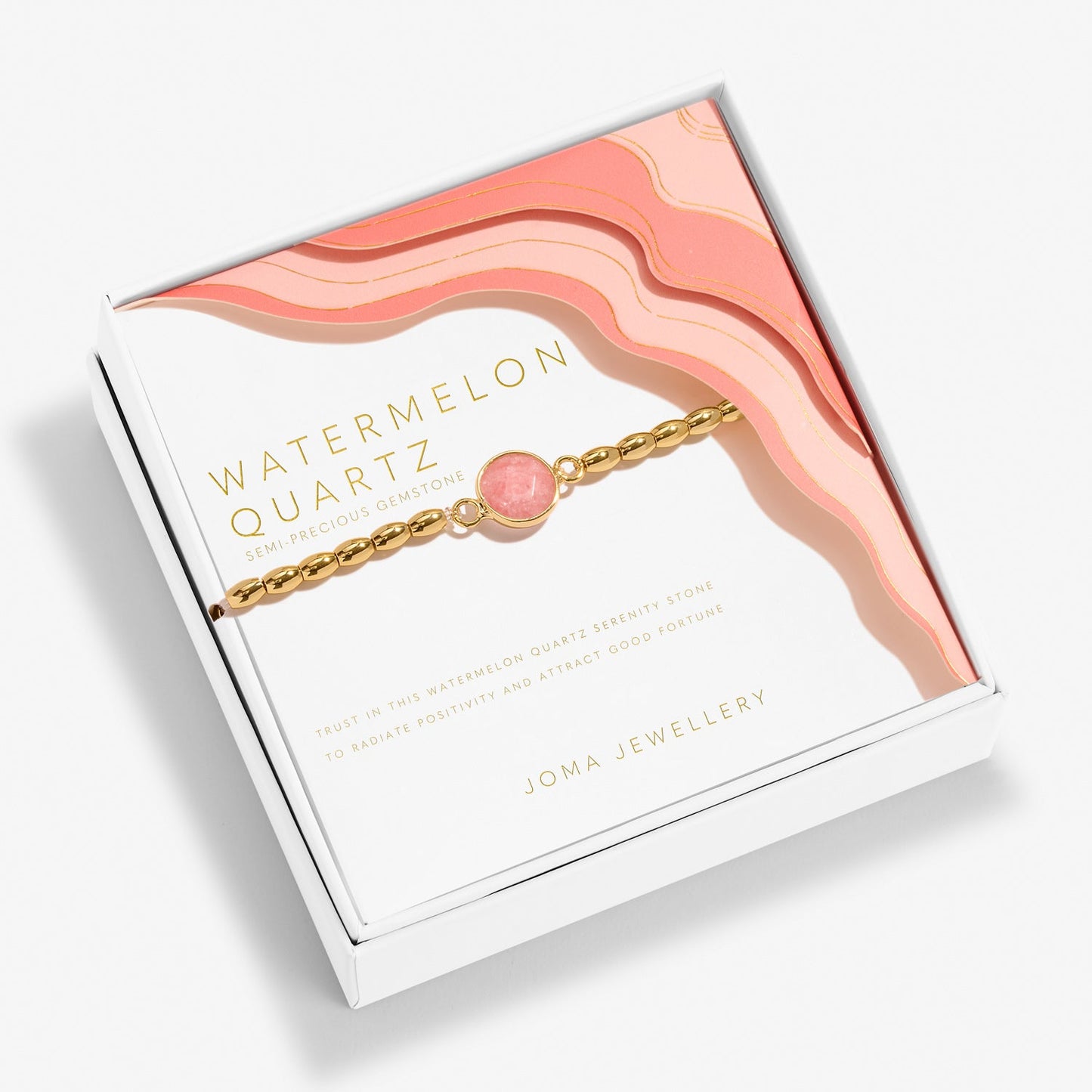 Serenity Stones Watermelon Quartz Gold Plated Bracelet