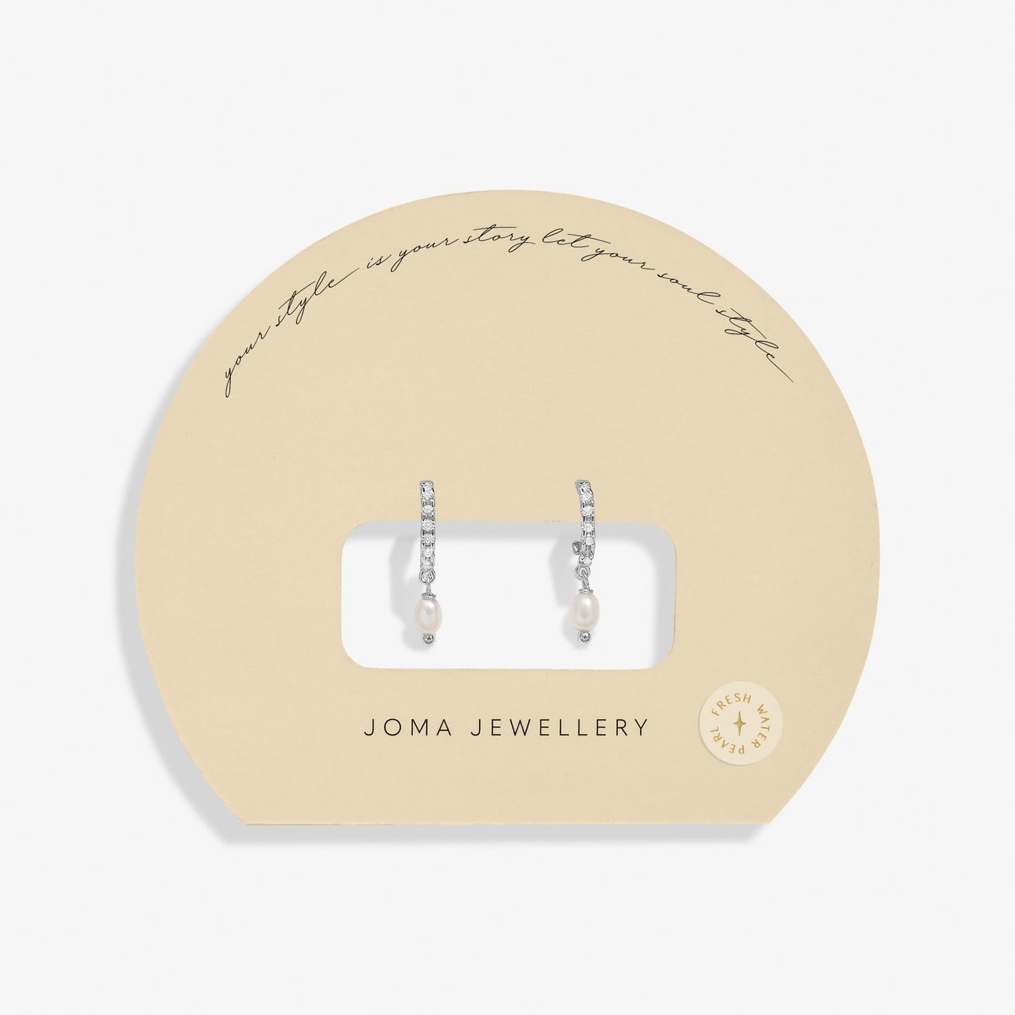 Soul Shine Pave Pearl Silver Plated Hoop Earrings