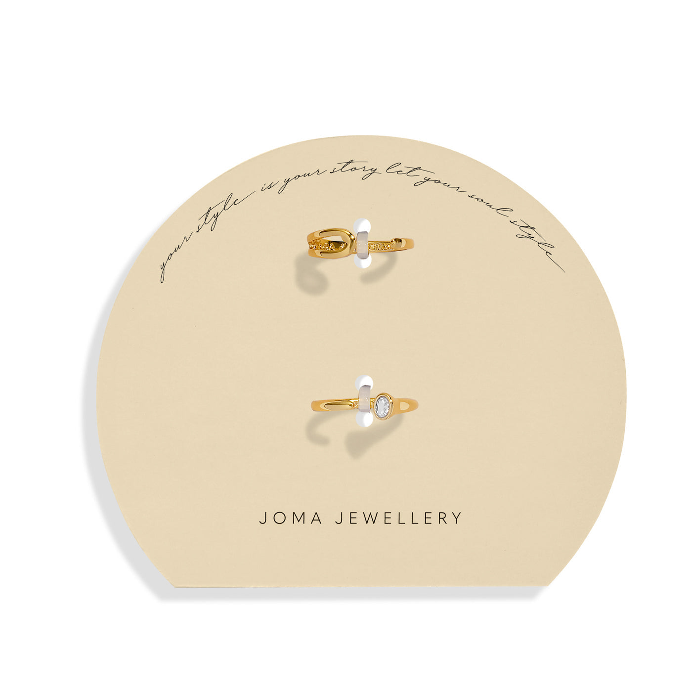 Soul Shine Ring Stack Cz Oval Gold Plated Set Of 2 Rings