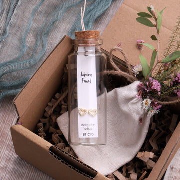 Attic Creations Message In A Bottle Fabulous Friends Earrings 18k Gold Plated Sterling Silver