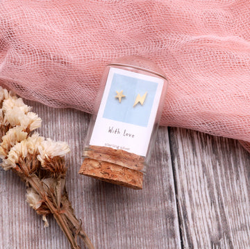 Attic Creations With Love Star And Lightning Bolt Earrings Gold
