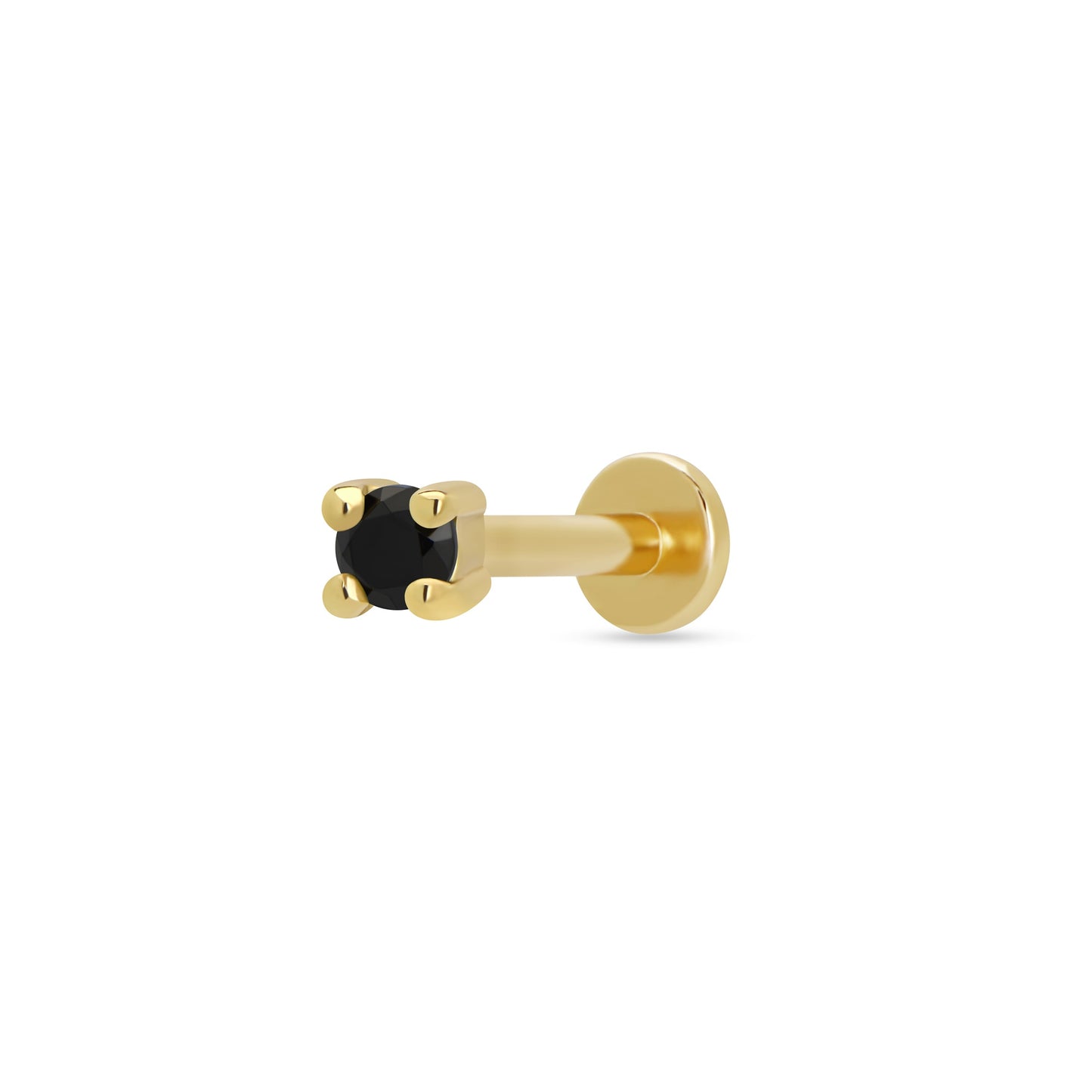 Scream Pretty Gold Black Stone Single Flat Back 18k Gold Plated Sterling Silver
