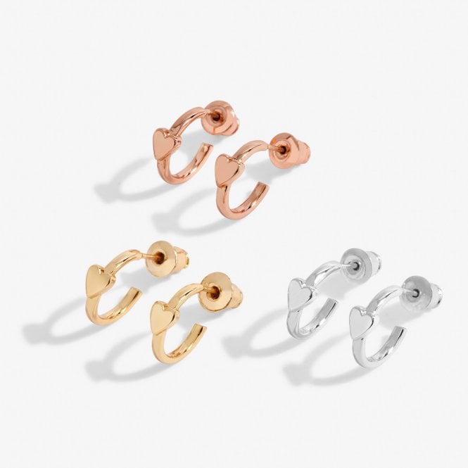 Joma Jewellery Florence Heart Hoops Set of 3 earrings