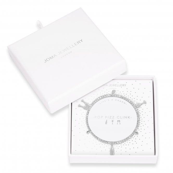 Joma Jewellery Lifes A Charm Pop Fizz Clink Bracelet Silver