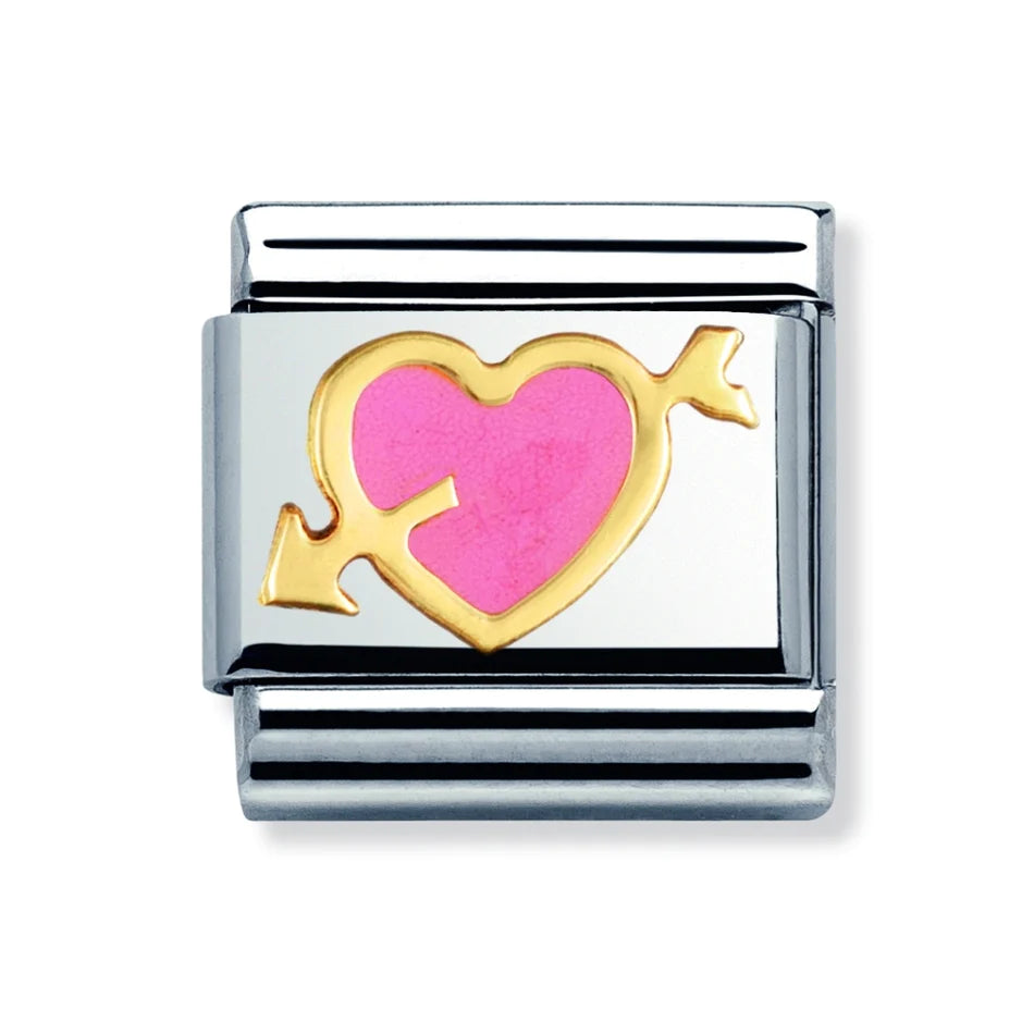 030253/01 Classic S/steel,enamel, bonded yellow gold Heart Pink with arrow