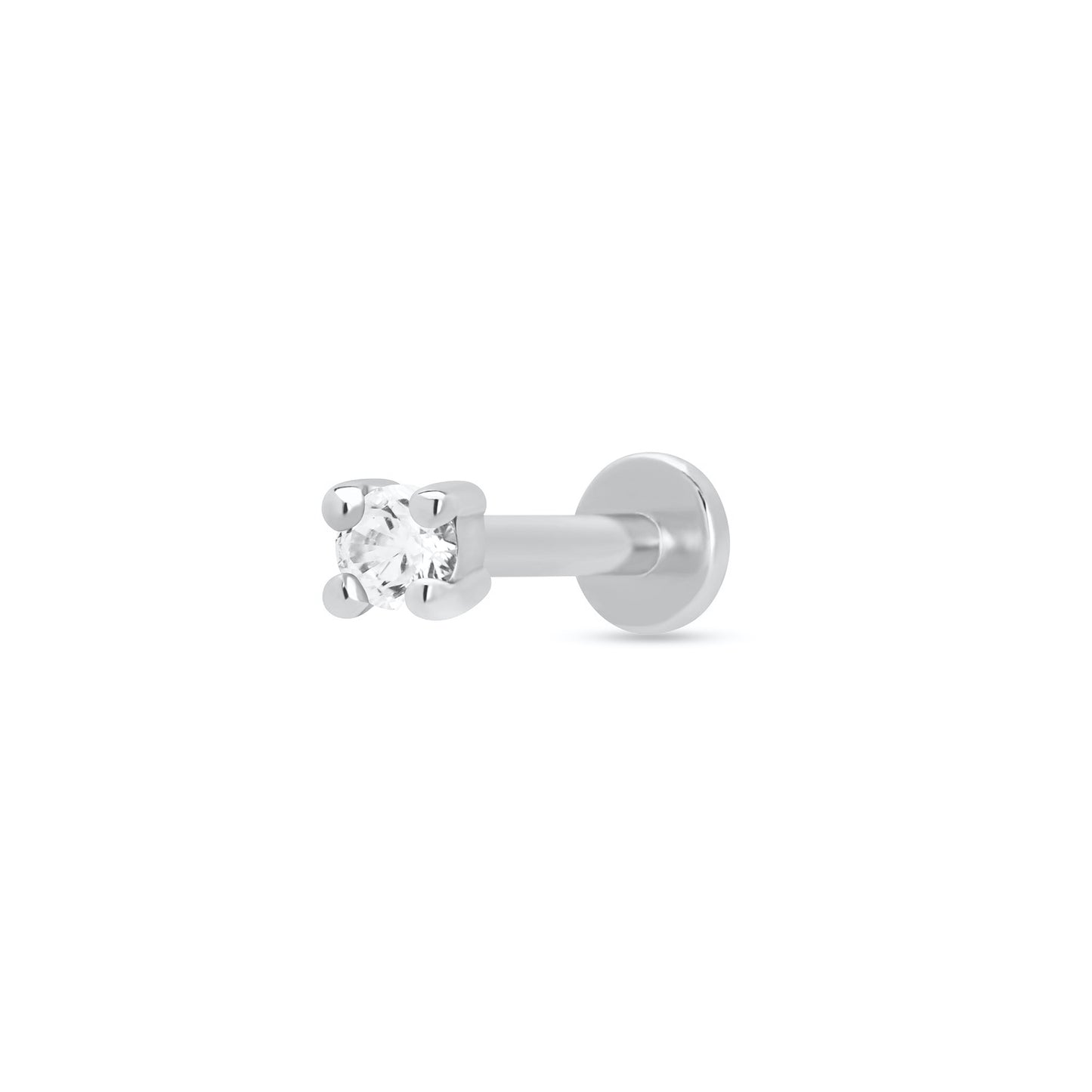 Scream Pretty Clear Stone Flat Black Single Earring Rhodium Plated Sterling silver