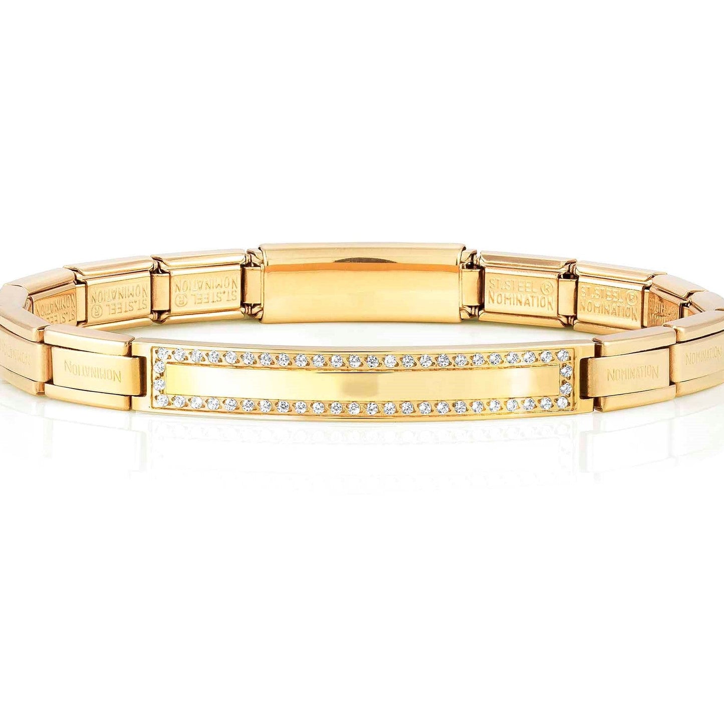TRENDSETTER, NEW YORK smarty bracelets, steel, cz PVD (SMOOTH PLATE) Yellow Gold 021148/012