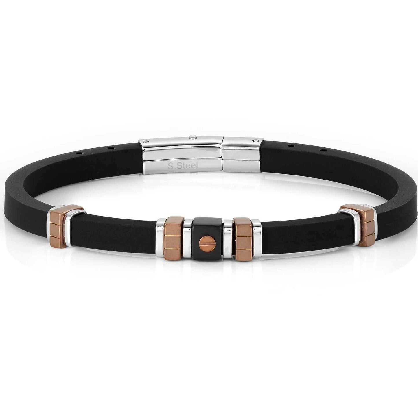 CITY bracelet, steel, rubber (RICCO), PVD finish Chocolate 028808/028