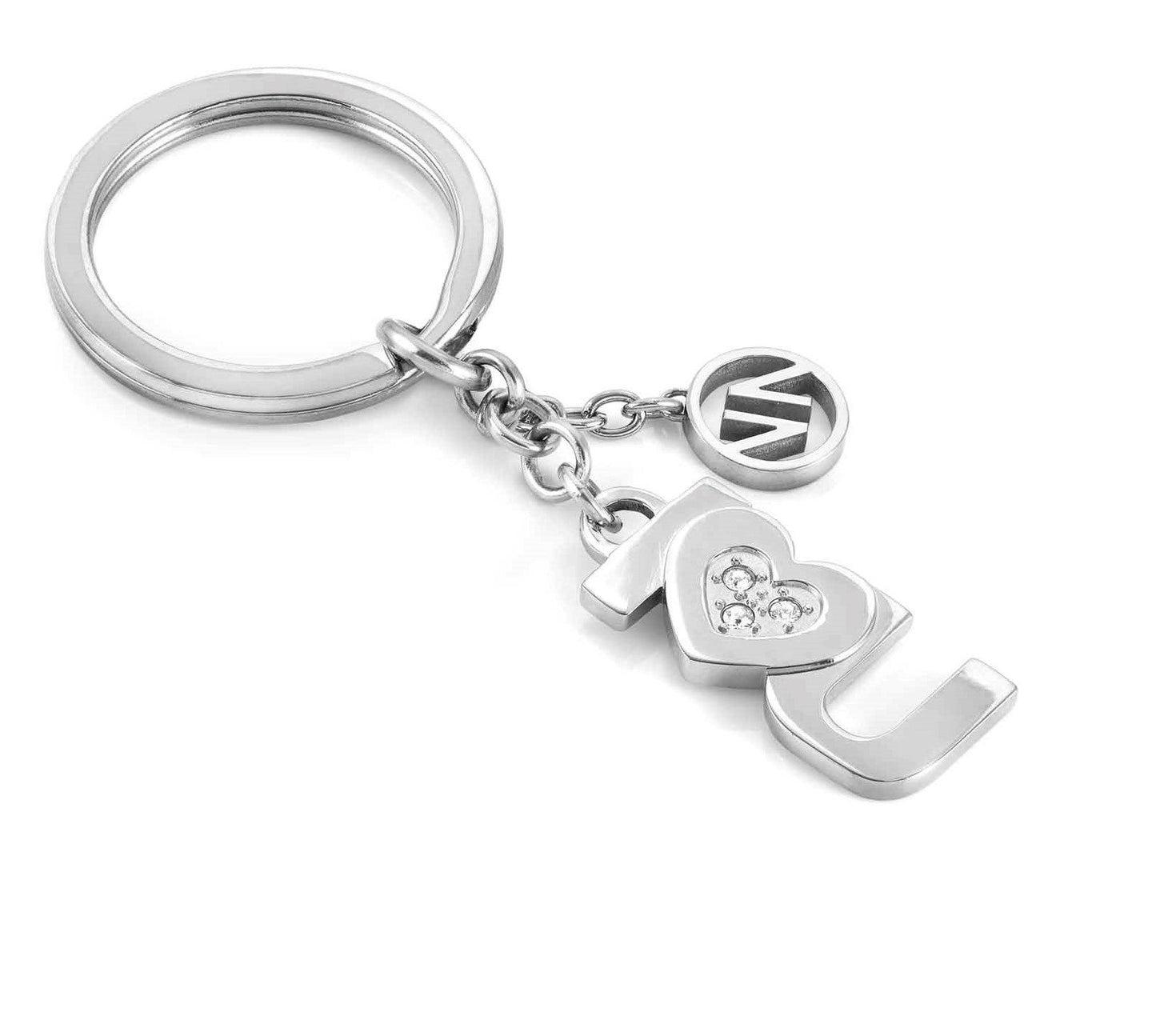 KEYRINGS key ring in steel and crystals (031_I love you)