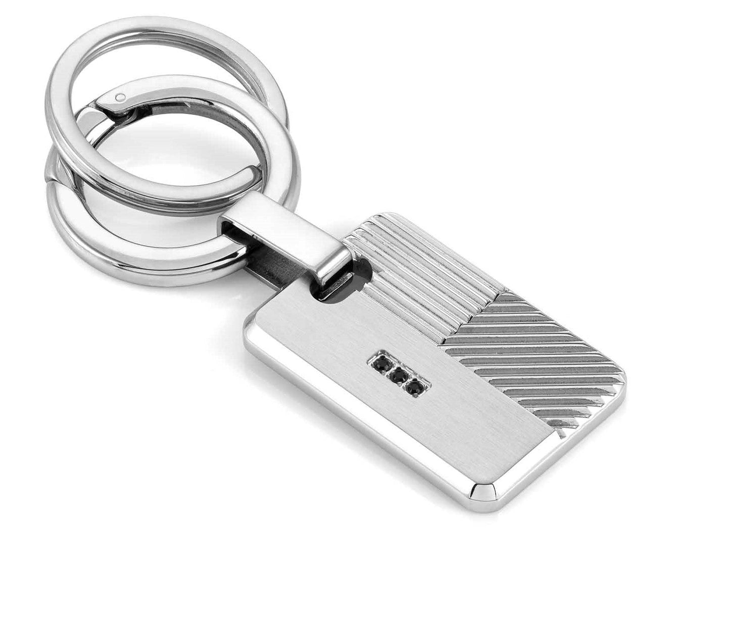 KEYRINGS key ring in steel and black spinel (005_ENGRAVED)