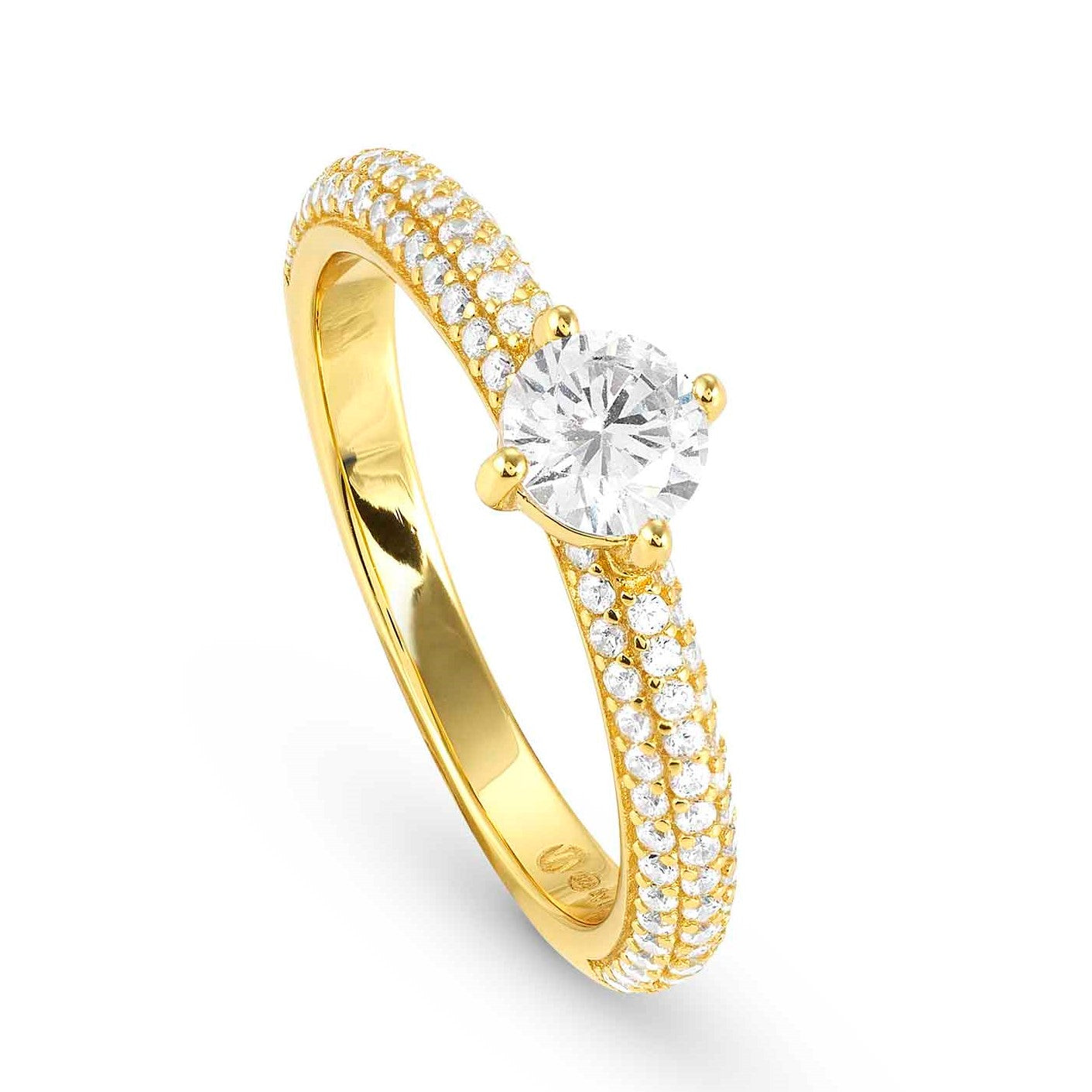 AUREA ring 925 silver, CZ YELLOW GOLD White Size 15 145707/010/006