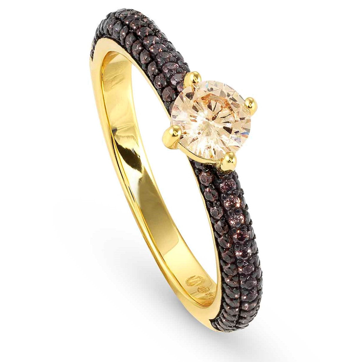 AUREA ring 925 silver, CZ YELLOW GOLD CHAMPAGNE Size 13 145707/024/005