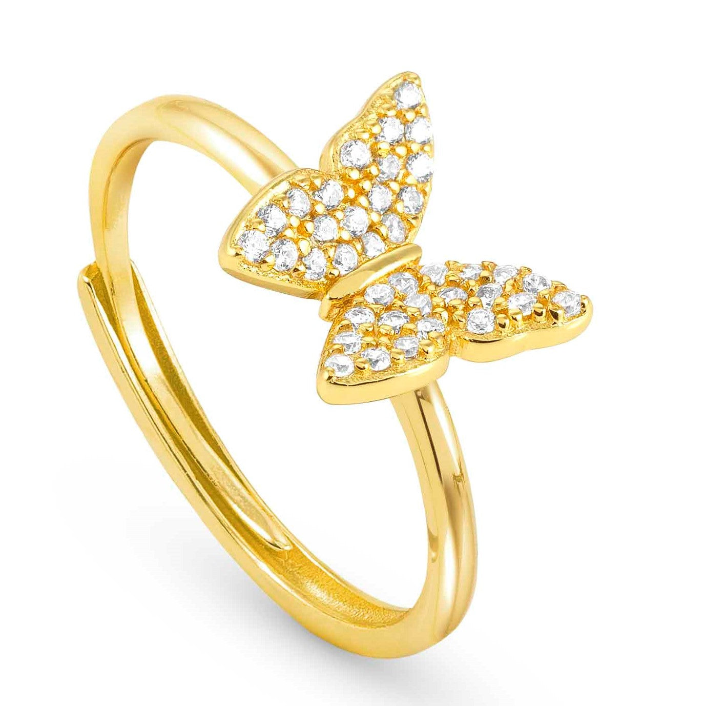SWEETROCK ring ed. NATURE 925 Yellow Gold,CZ, Butterfly 148036/042