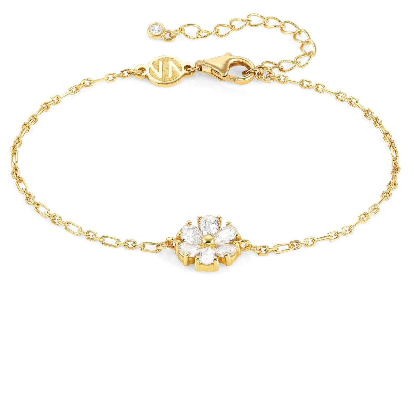 SWEETROCK bracelet ed. NATURE 925 silver, CZ, Yellow Gold Flower 148037/045