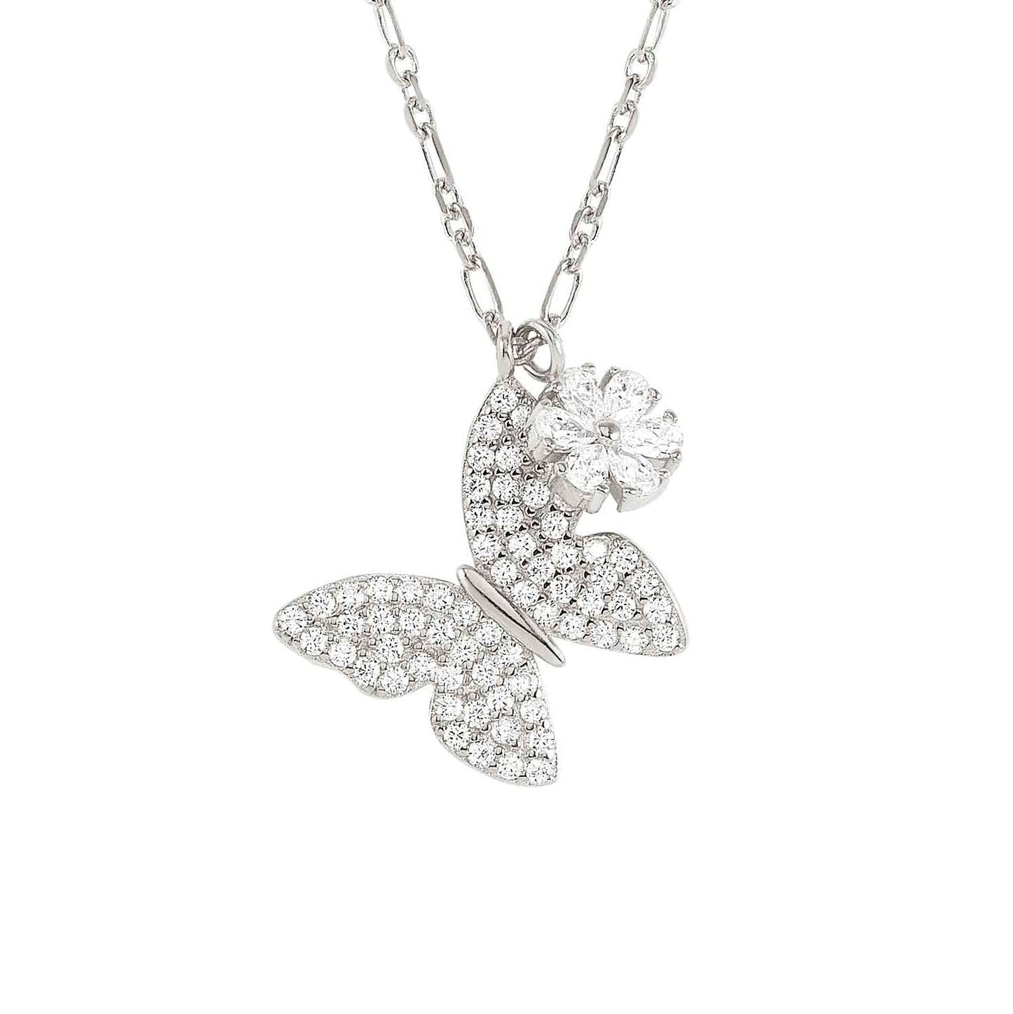 SWEETROCK necklace ed. NATURE 925 silver,CZ, Silver Butterfly 148039/040